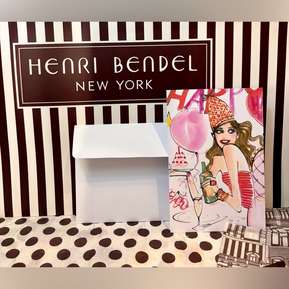 UNUSED HENRI BENDEL Pink Party Girl Card and Envelope 💃🎉🎈💖🎊